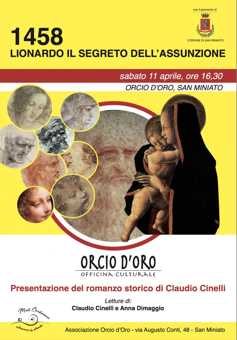 Locandina della presentazione del romanzo storico "Lionardo il segreto dell'assunzione"