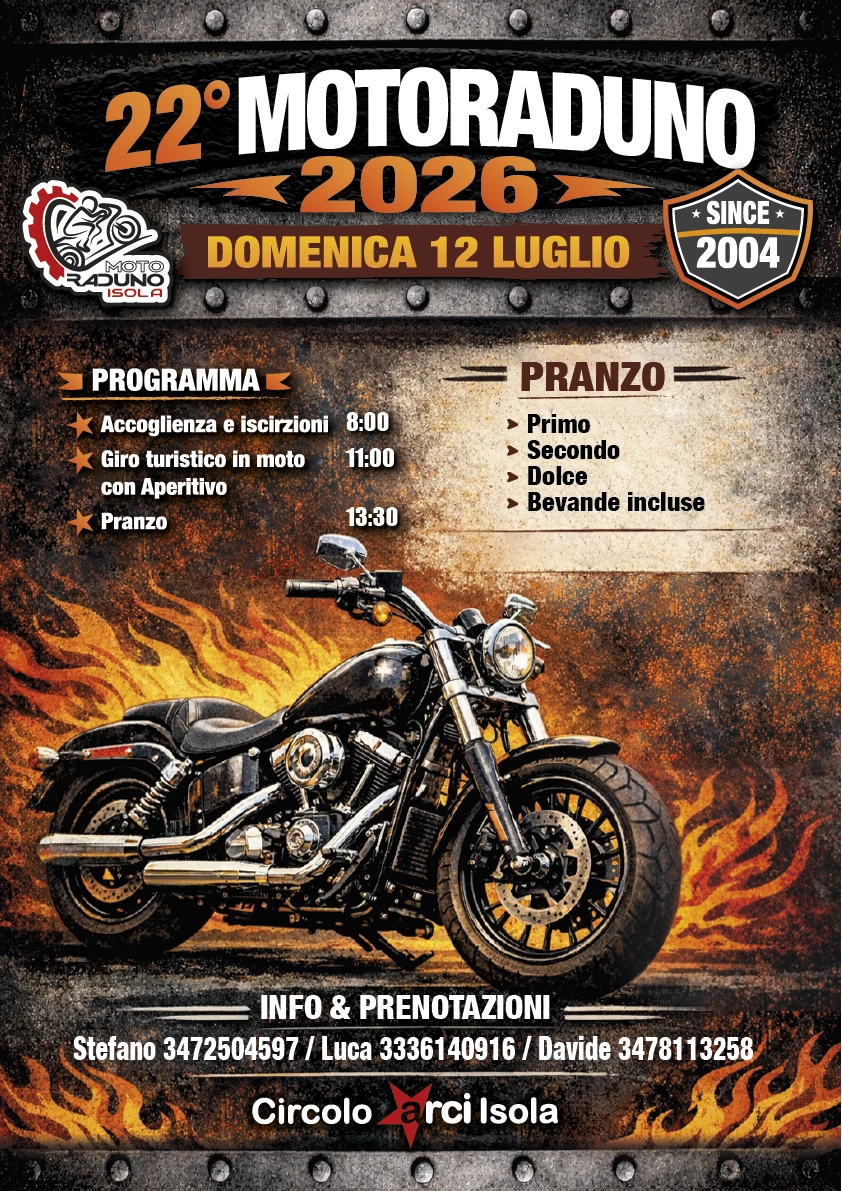locandina 22&deg; motoraduno al circolo ARCI Isola
