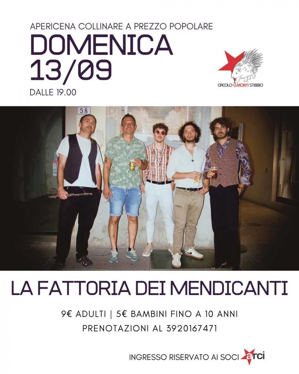 Locandina evento live music al Circolo G. Monti di Stibbio
