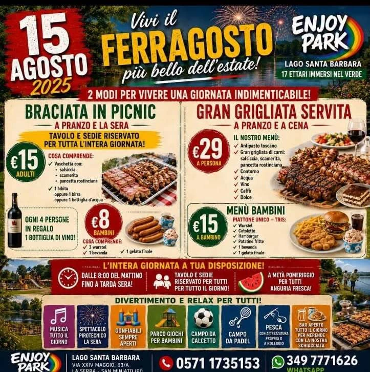 Locandina ferragosto all'enjoy park a san miniato