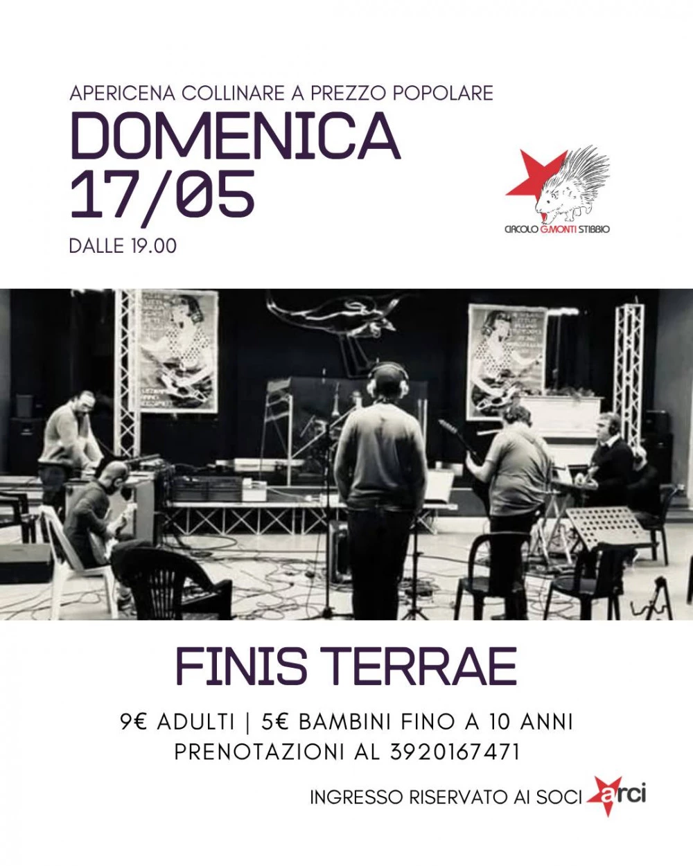 Locandina Concerto Finis Terrae al Circolo G. Monti Stibbio