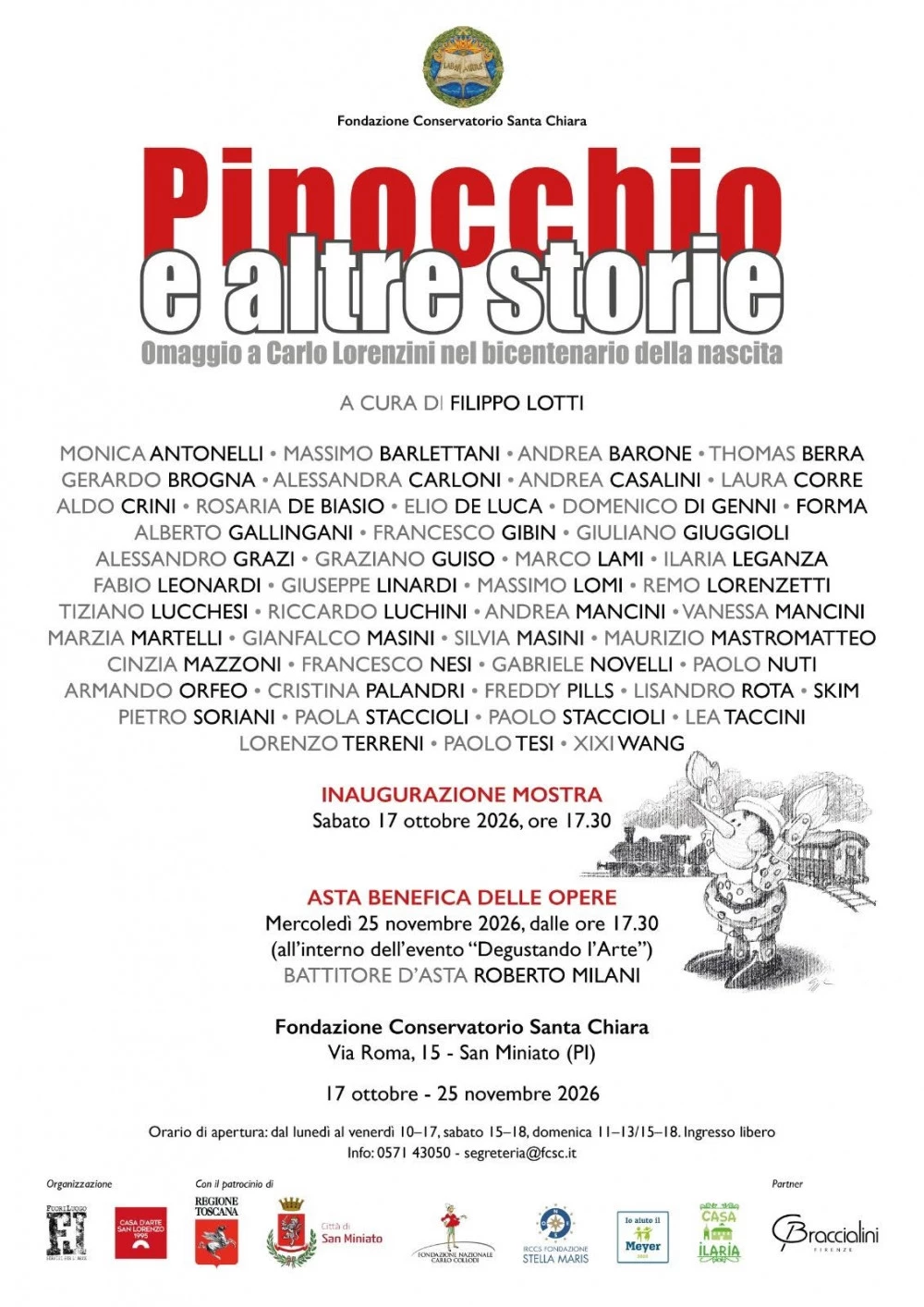Locandina inaugurazione mostra Pinocchio e altre storie
