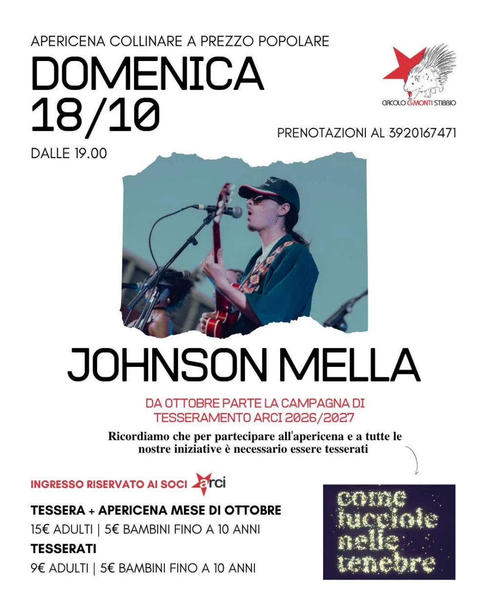 Locandina live music al circolo G. Monti di Stibbio