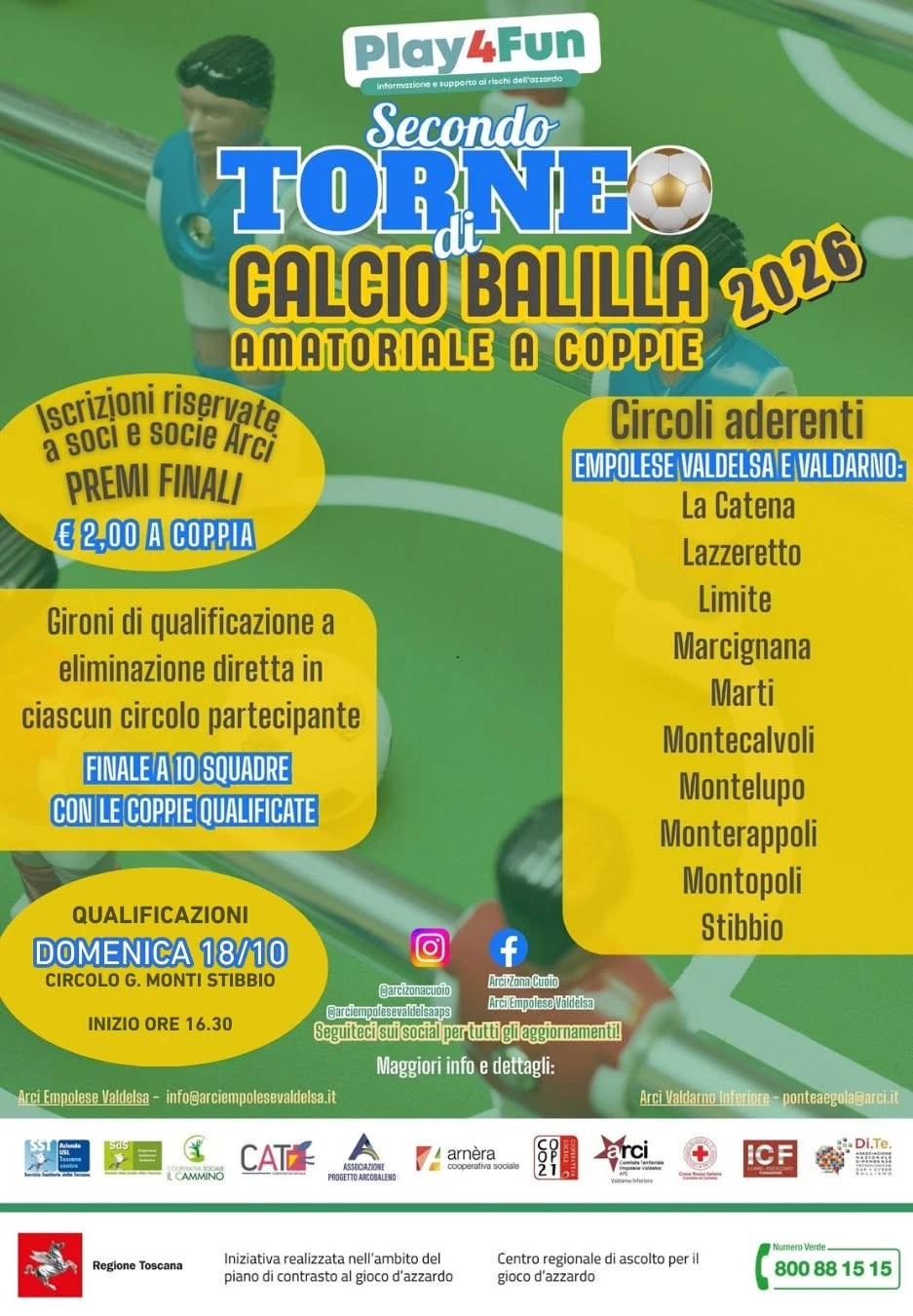 Locandina 2&deg; Torneo di Calcio Balilla al Circolo G. Monti di Stibbio