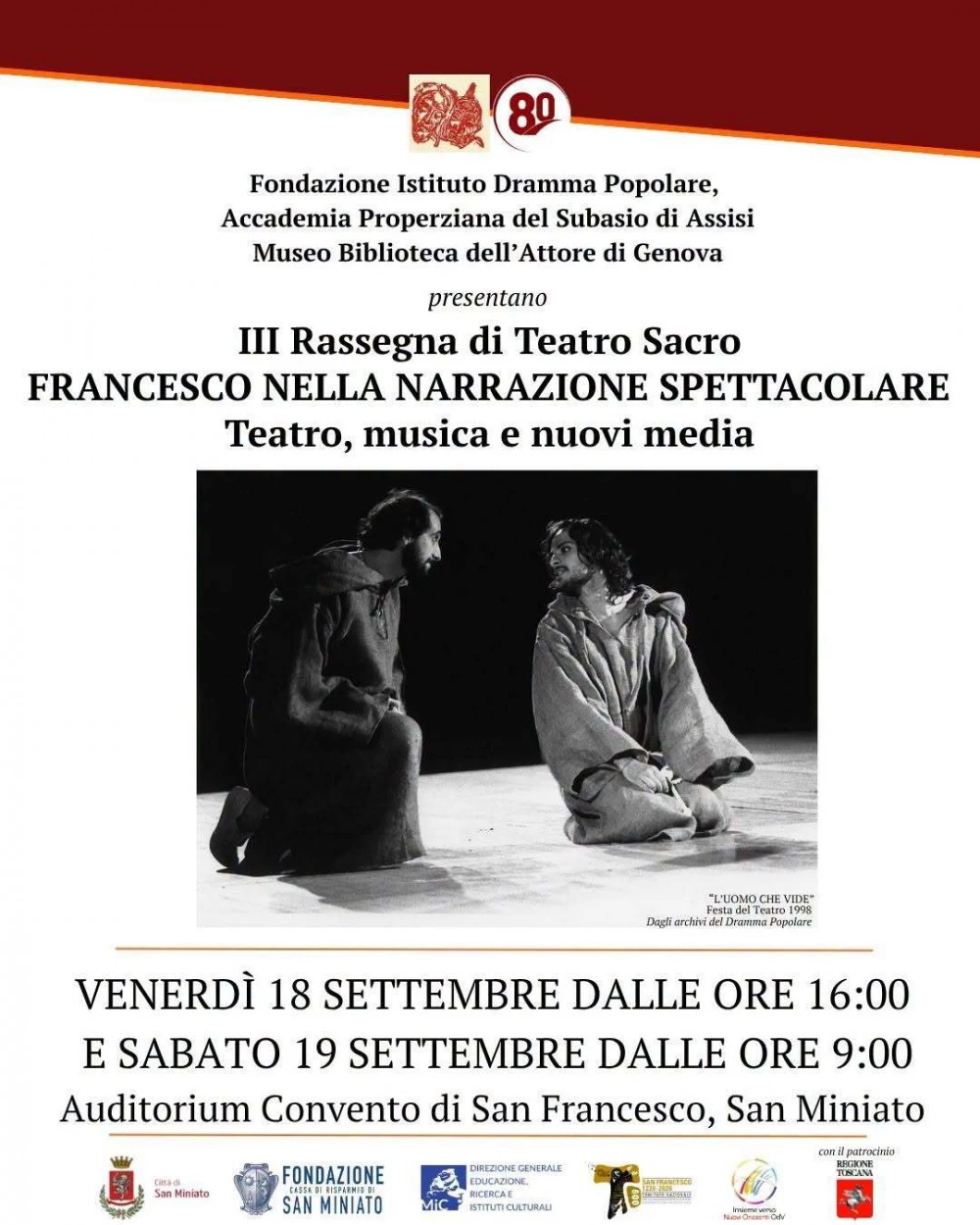 Locandina evento Francesco Nella Narrazione Spettacolare