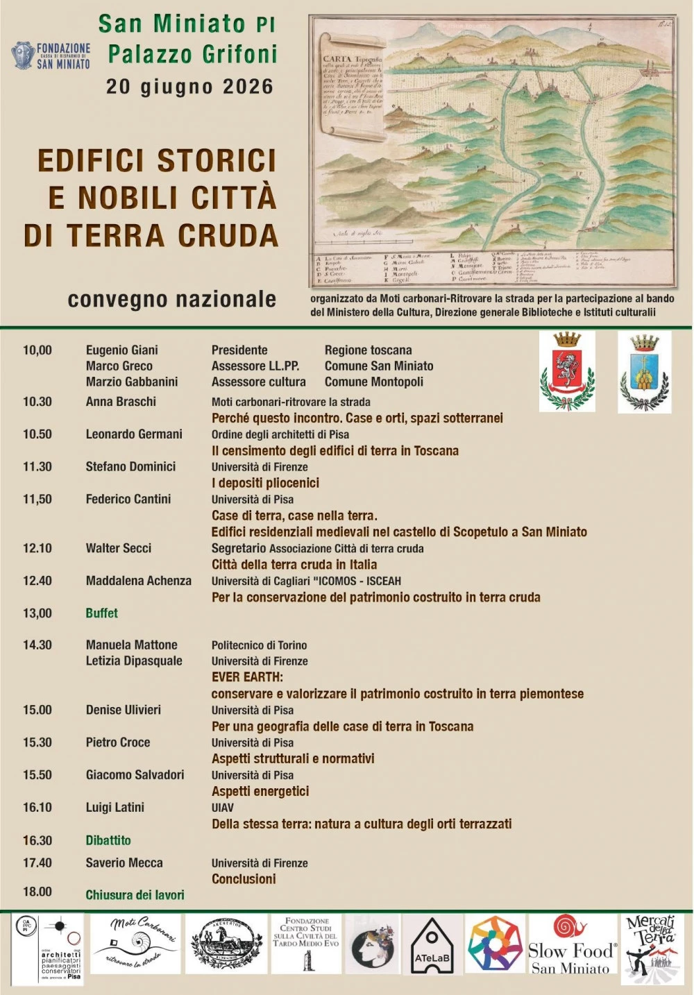 Locandina convegno nazionale Edifici Storici e Nobili citt&agrave; di Terra Cruda