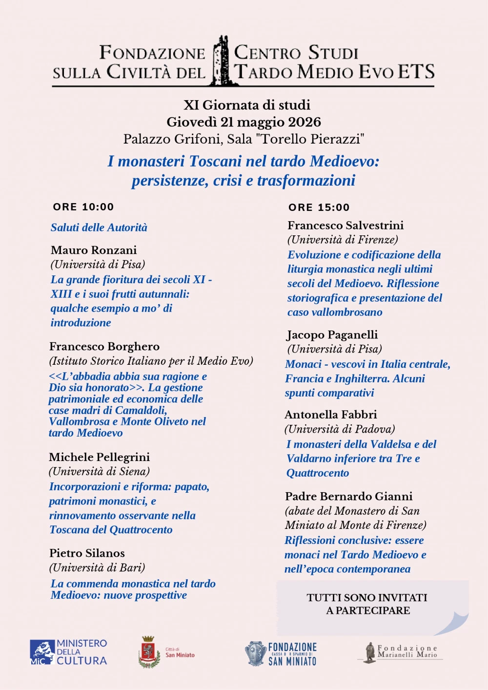 Locandina evento I Monasteri Toscani nel Tardo Medioevo