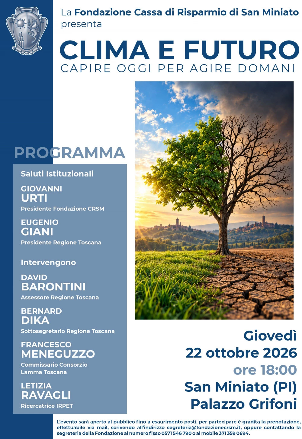 Locandina evento Clima e Futuro: per agire domani