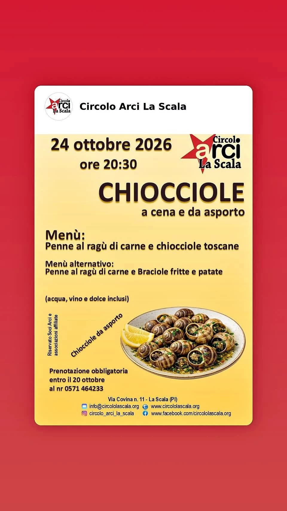 Cena da asporto con le chiocciole