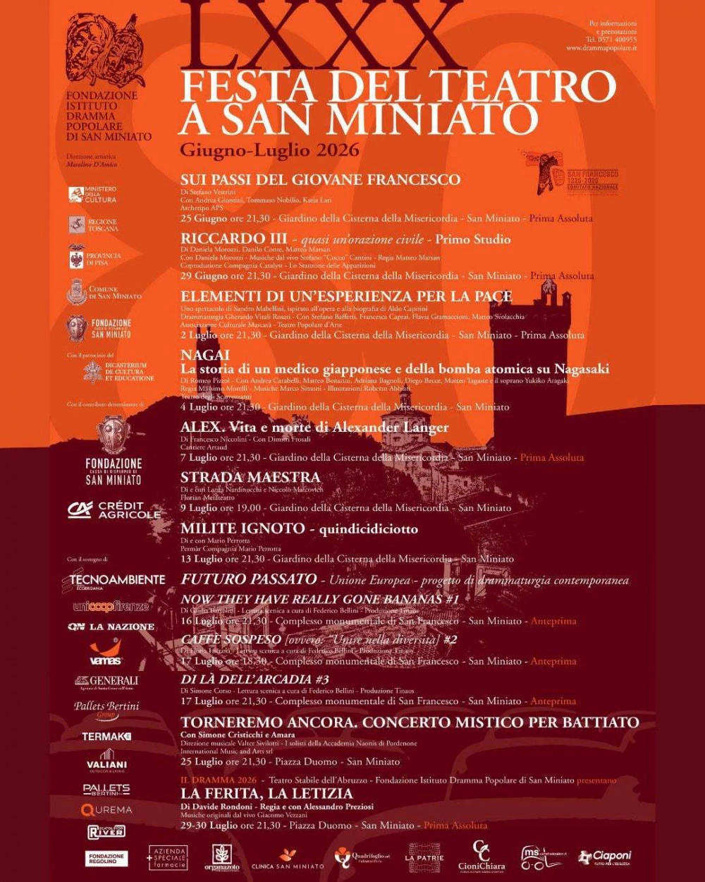 Locandina LXXX Festa del Teatro di San Miniato