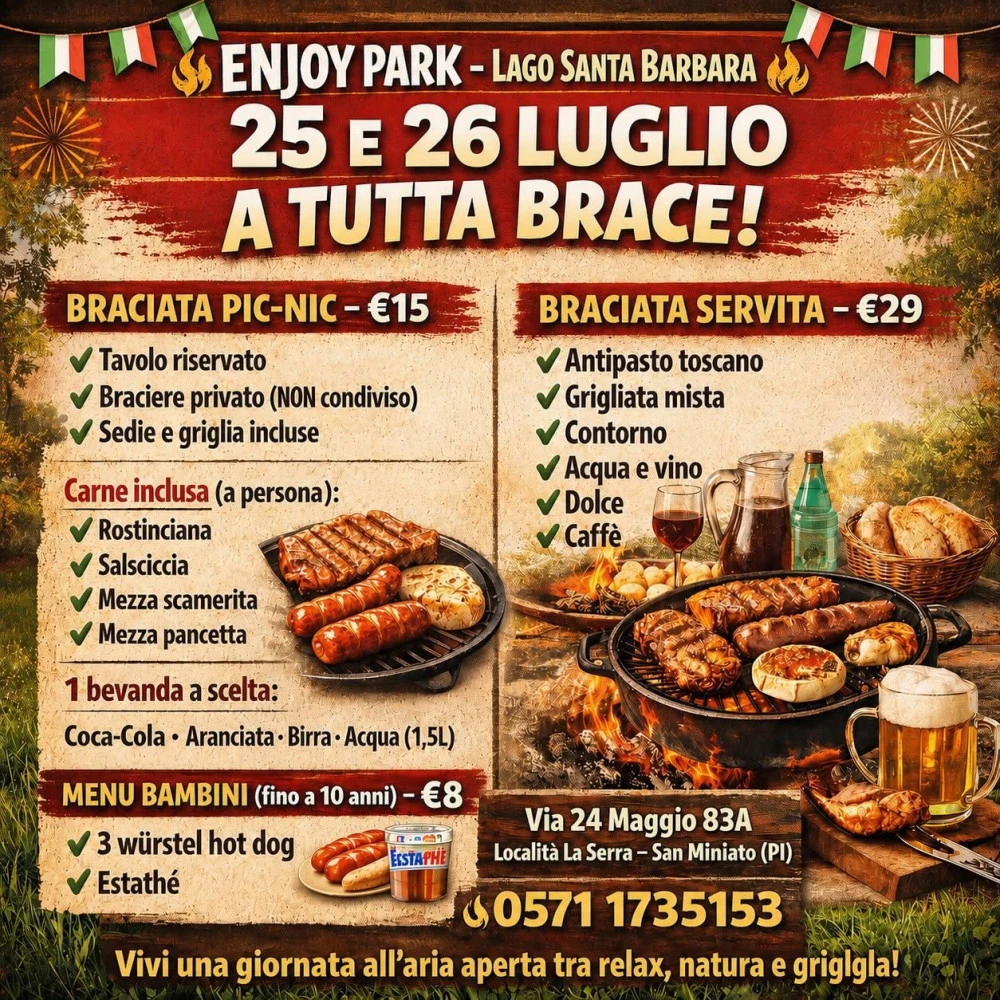 Locandina fine settimana all'Enjoy Park a san miniato