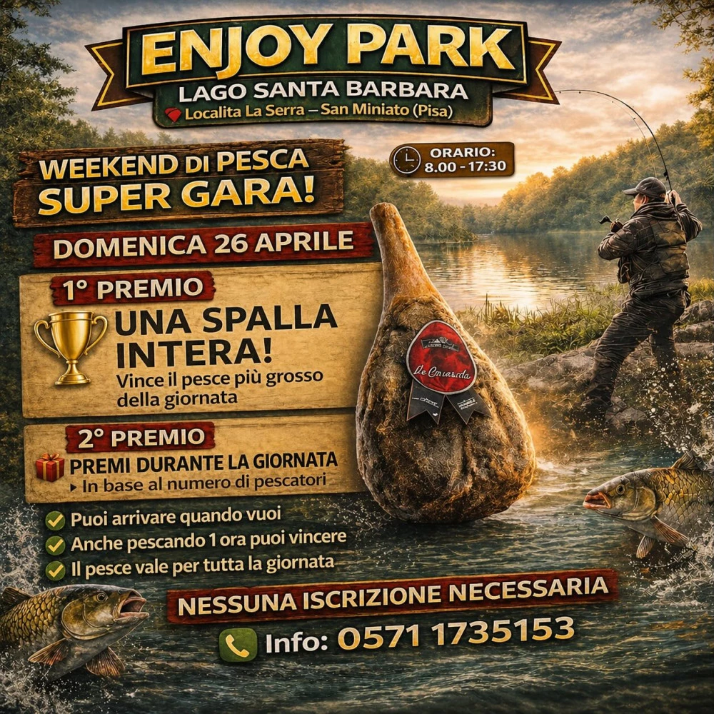Locandina Enjoy Park 26 aprile super gara di pesca
