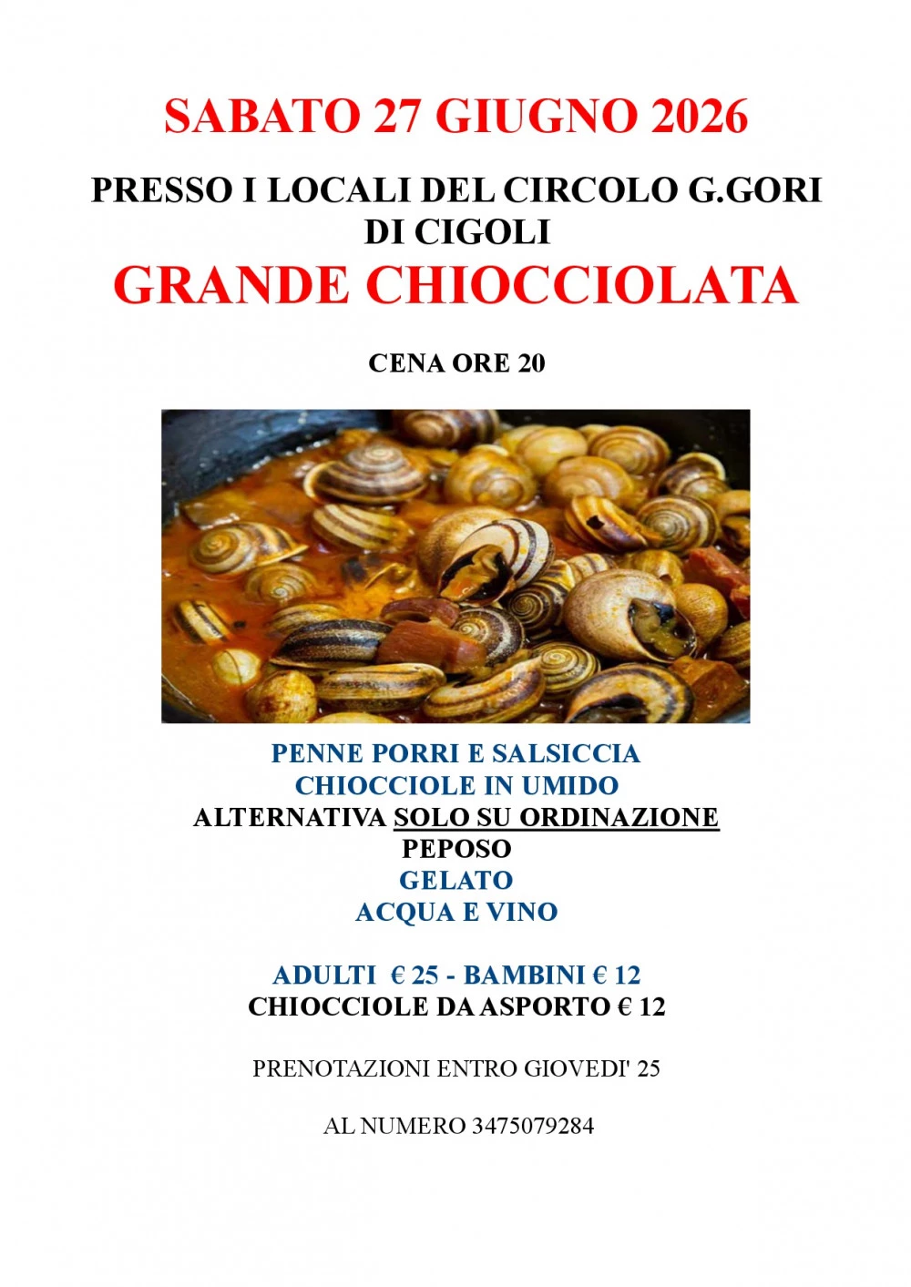 Locandina chiocciolata del 27 giugno