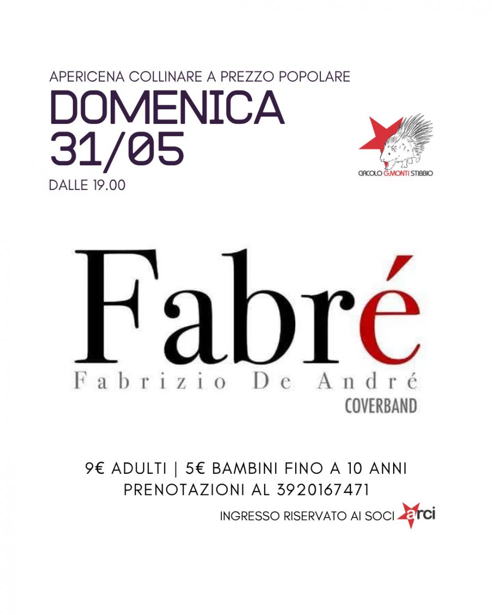 Locandina del concerto live dei Fabr&egrave;