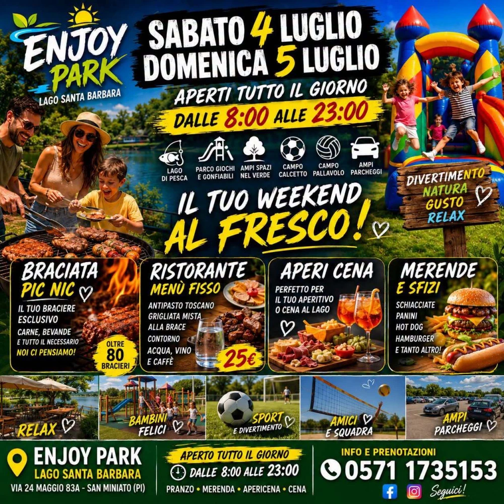 Locandina weekend all'enjoy park lago santa barbara