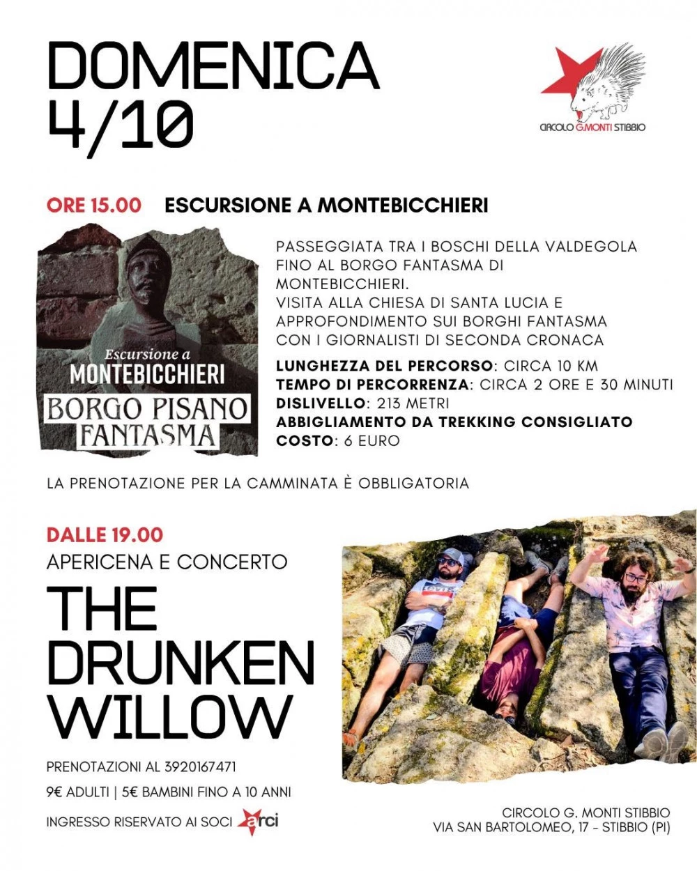 Locandina evento live music al circolo G.Monti di Stibbio
