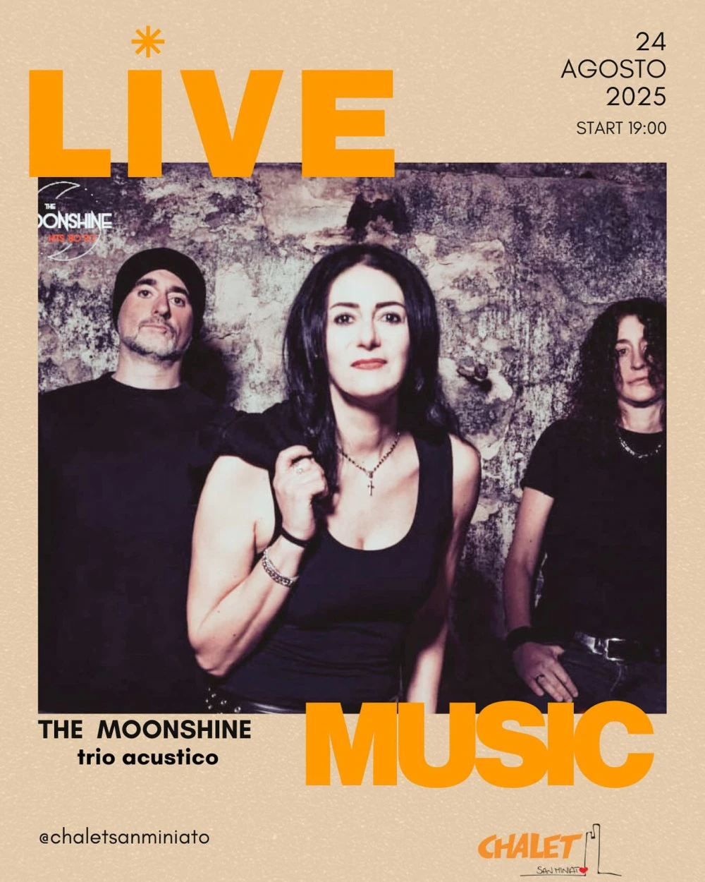 Locandina dell'evento live music con i The Moonshine