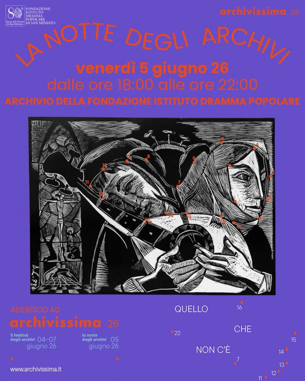 Locandina evento la notte degli archivi a san miniato