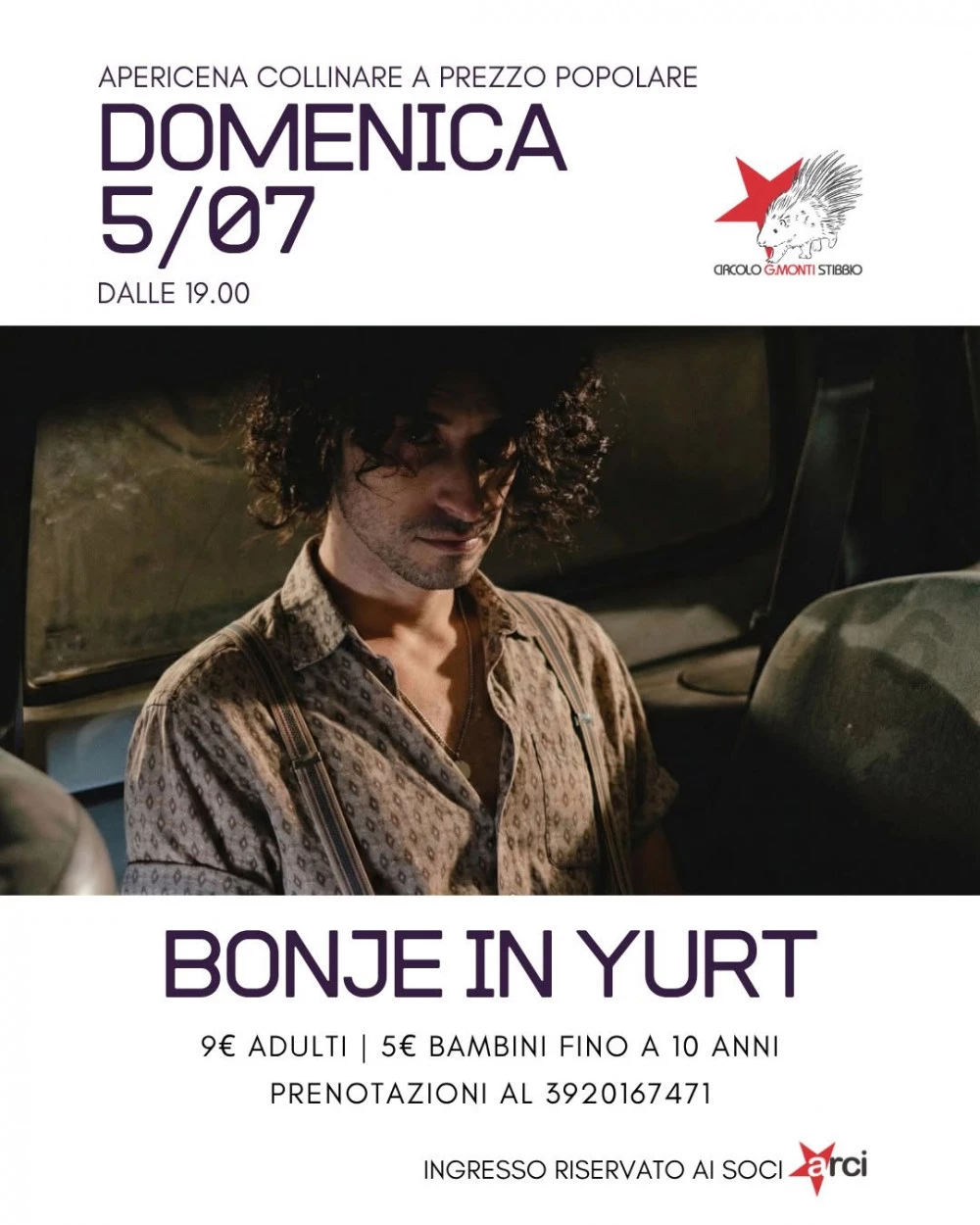 Locandina concerto live Bonje in Yurt al circolo arci stibbio