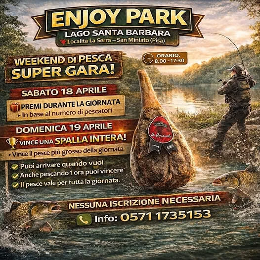 Locandina del weekend dedicato alla pesca all'enjoy park di la serra
