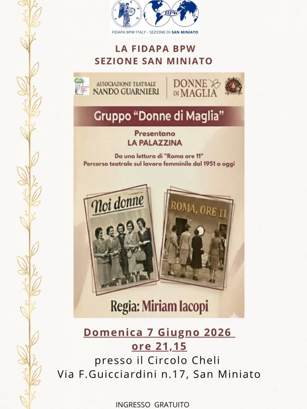 Locandina dello spettacolo teatrale "La Palazzina".