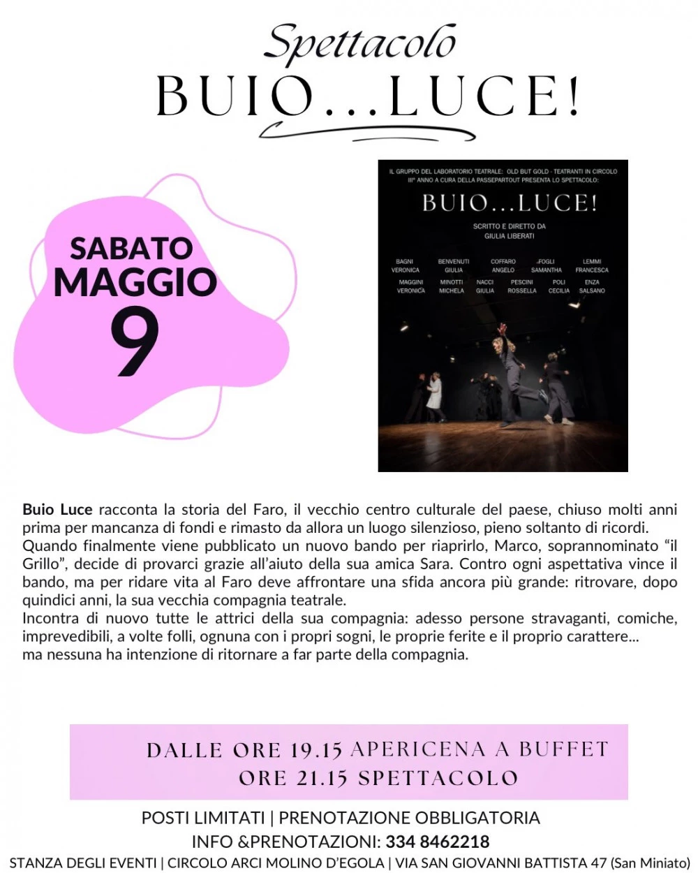 Spettacolo teatrale Buio e Luce a Molino D'Egola