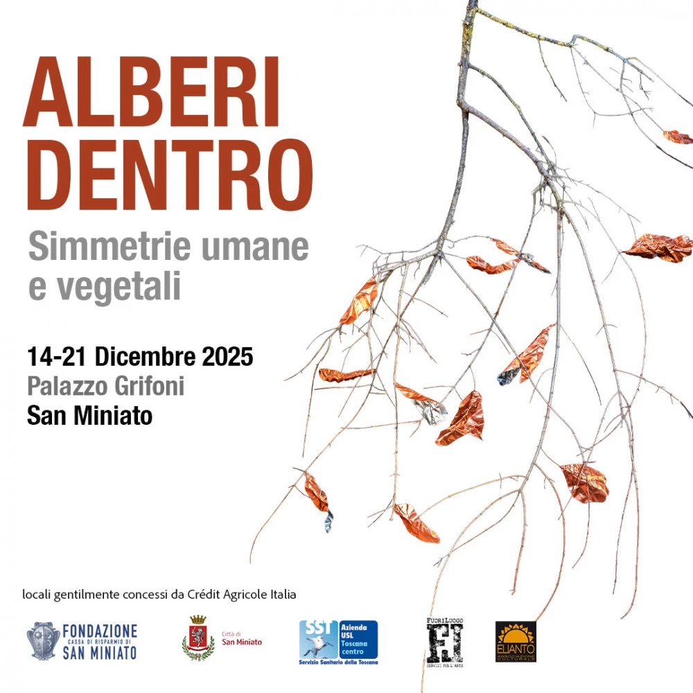 Locandina dell'allestimento Alberi Dentro: simmetrie umane e vegetali