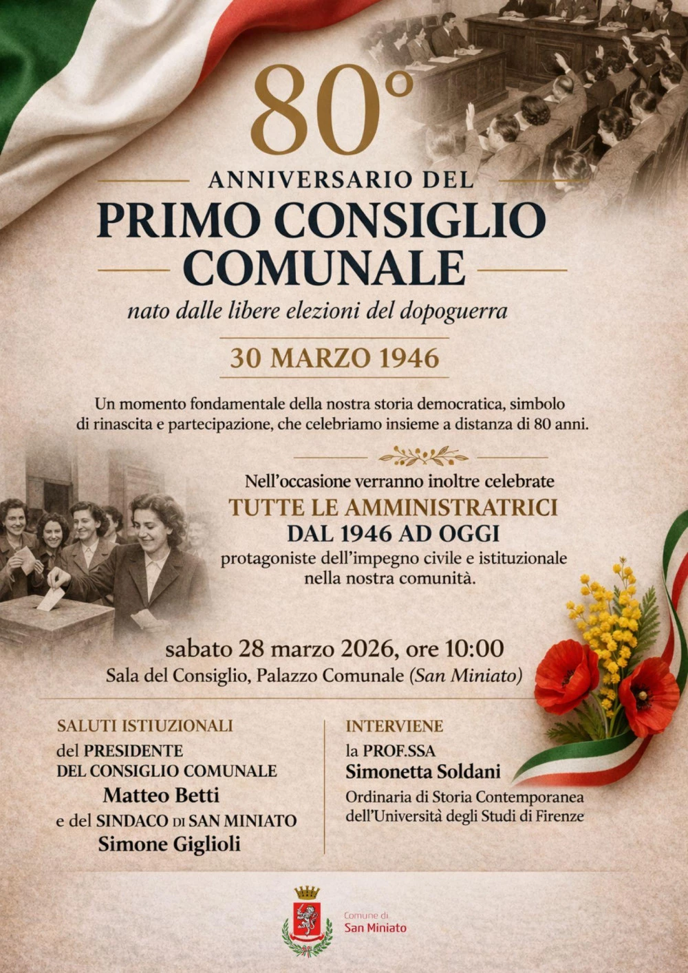Locandina 80&deg; anniversario del comune di san miniato