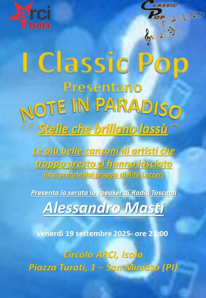 locandina de i Classici Pop presentano Note in Paradiso