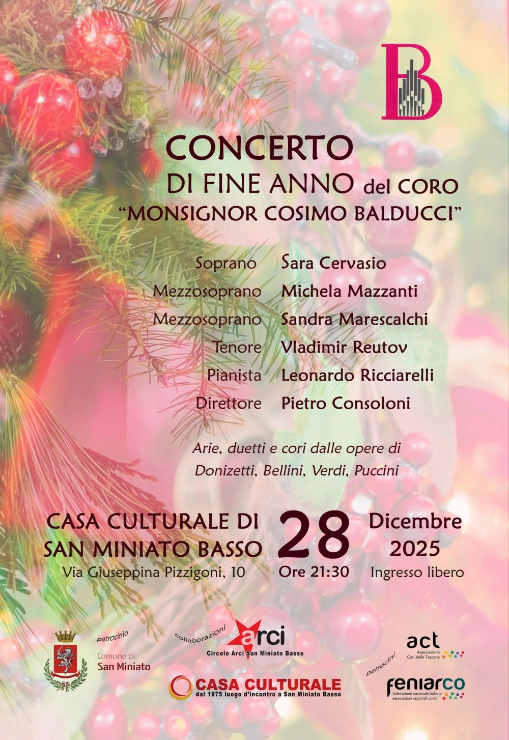 Locandina Concerto di fine anno del Coro Monsignor Balducci