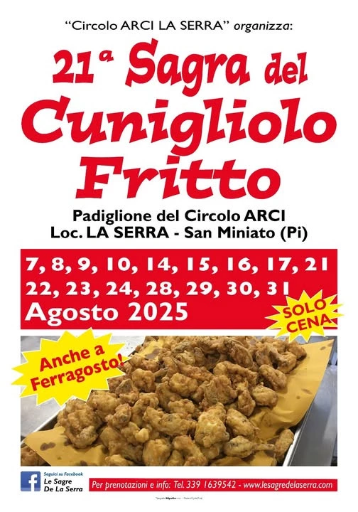 Locandina Sagra Cunigliolo Fritto al Circolo arci la serra dove si potrà mangiare