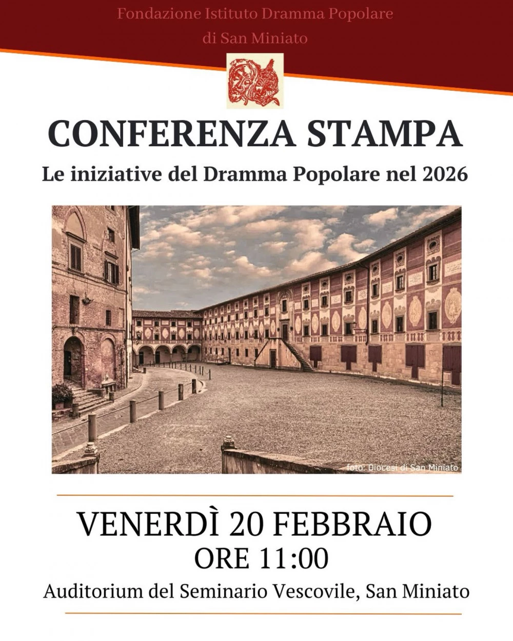 Locandina dedicata alla Conferenza Stampa sulle Iniziative dl Dramma Popolare