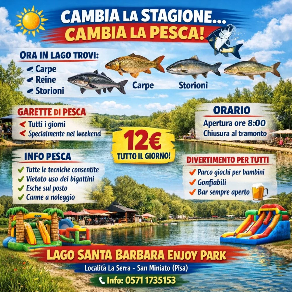 Locandina Enjoy Park Nuova stagione di pesca 