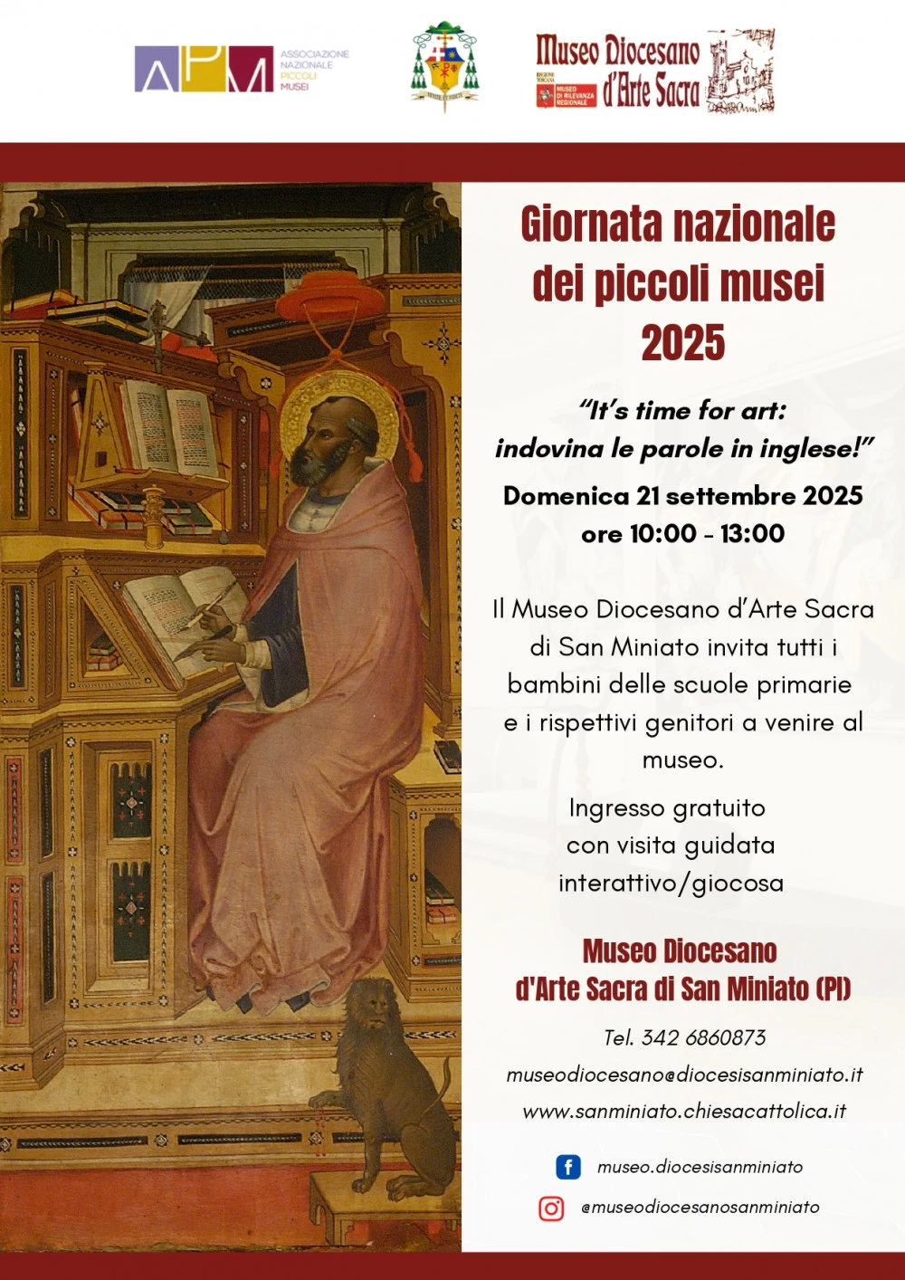 Locandina dedicata alla Giornata Nazionale dei Piccoli Musei 2025 a San Miniato