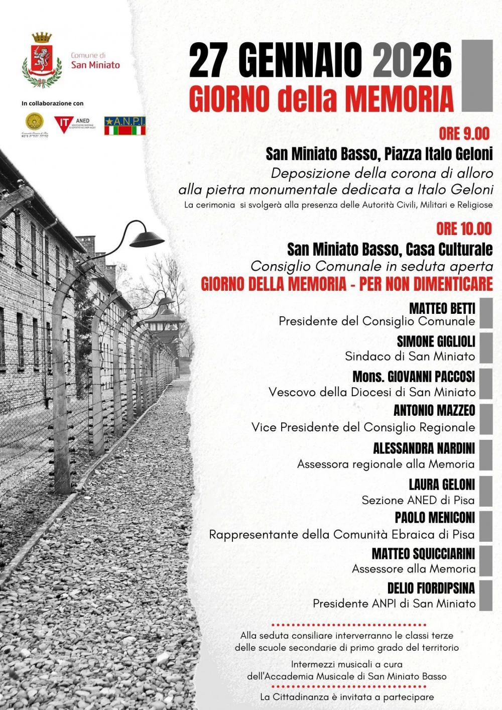 Locandina del Giorno della Memoria Comune di San Miniato