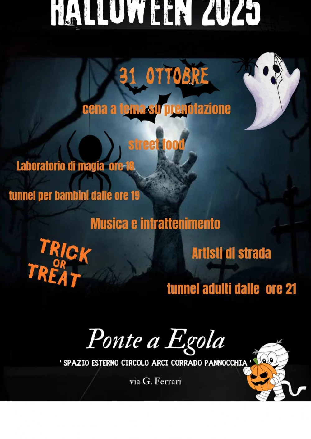 Locandina delle iniziative di Halloween a Ponte a Egola