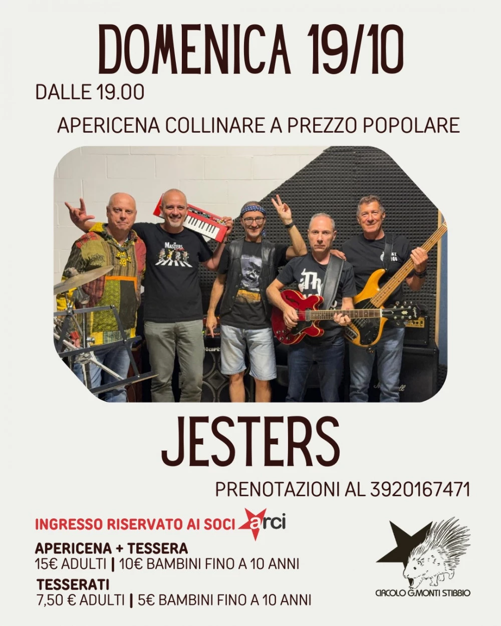 Locandina del live music del gruppo Jesters