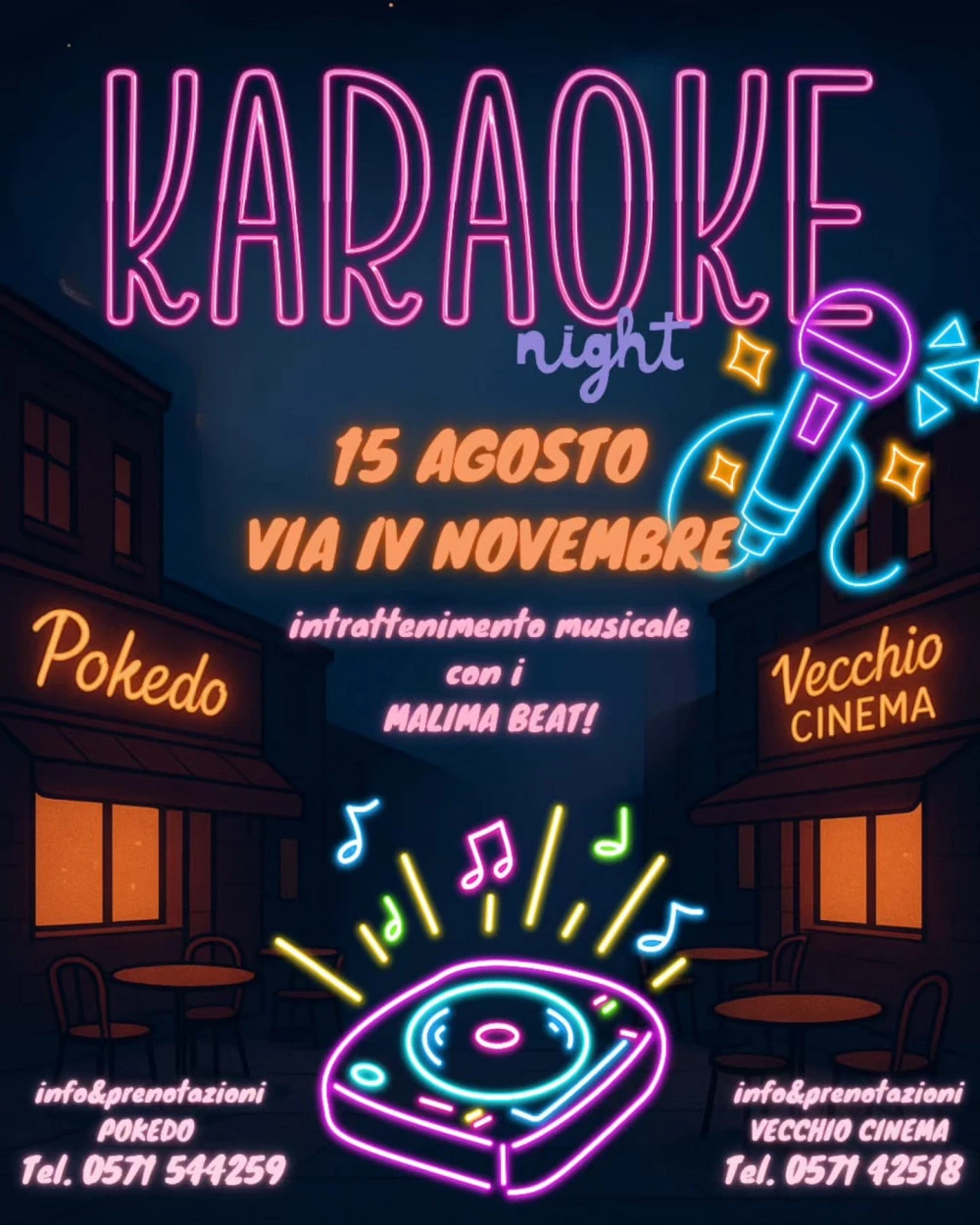 Locandina Karaoke in via IV novembre a San Miniato