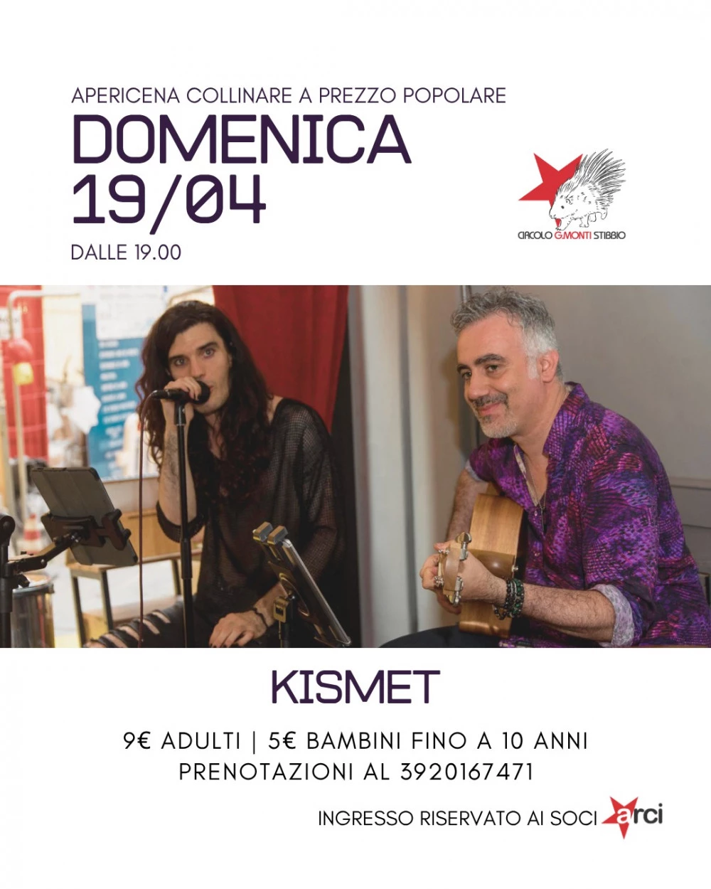 Locandina concerto live music al circolo G. Monti di Stibbio