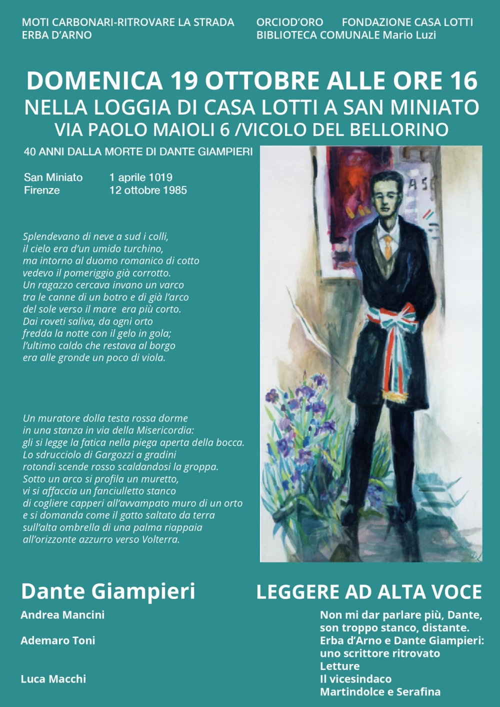 Locandina 40 anni dalla morte di Dante Giampieri