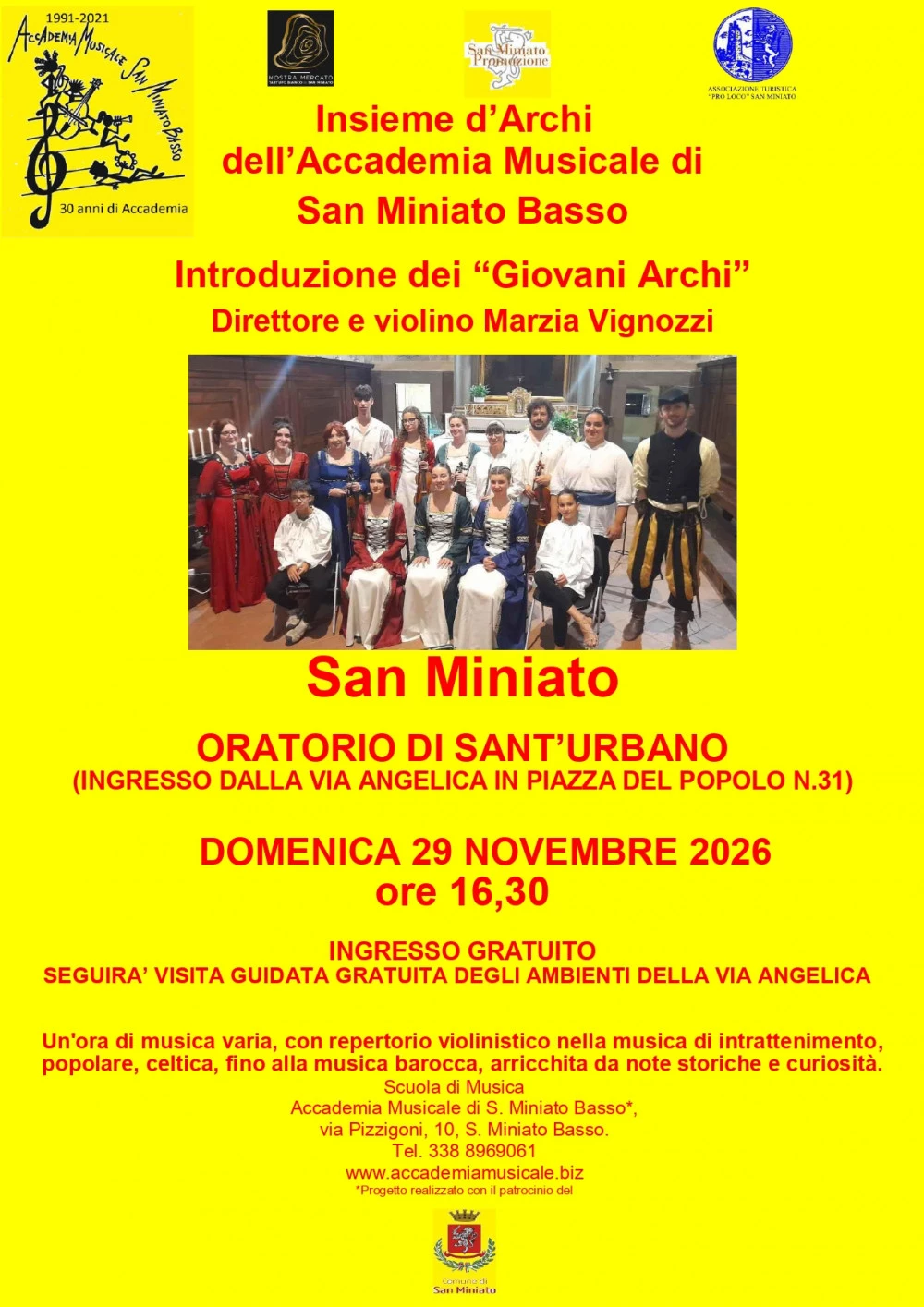 Locandina Insieme d'archi dell'accademia musicale di San Miniato Basso