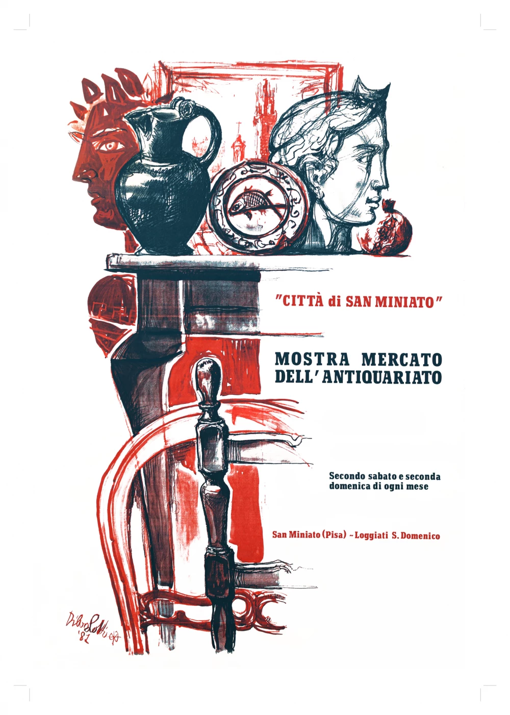 Locandina mercatino prima domenica del mese a San Miniato