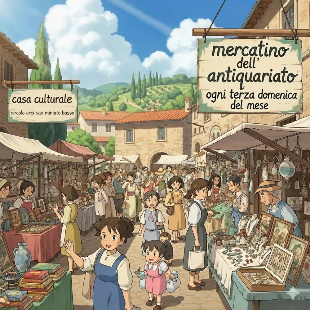 Locandina del Mercatino dell'antiquariato di San Miniato Basso