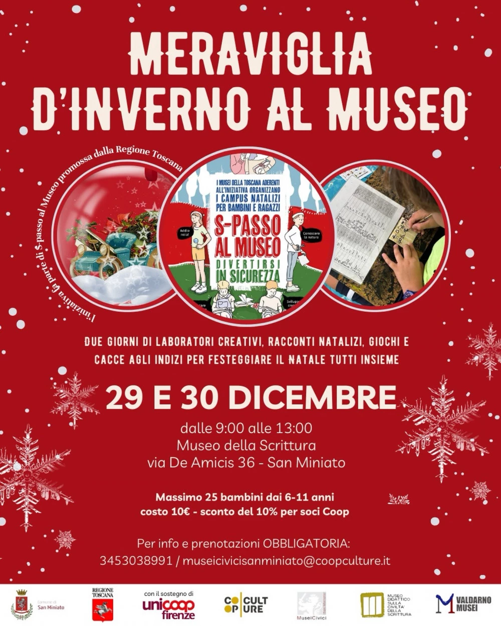 Locandina di due giornate speciali al Museo della Scrittura di San Miniato