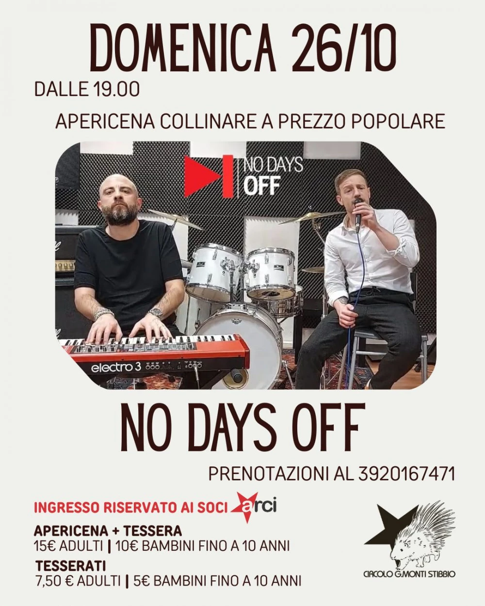 Locandina dell'evento di musica live con i No Days Off