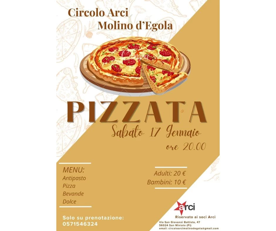 Locandina Pizzata Circolo ARCI Molino D'Egola