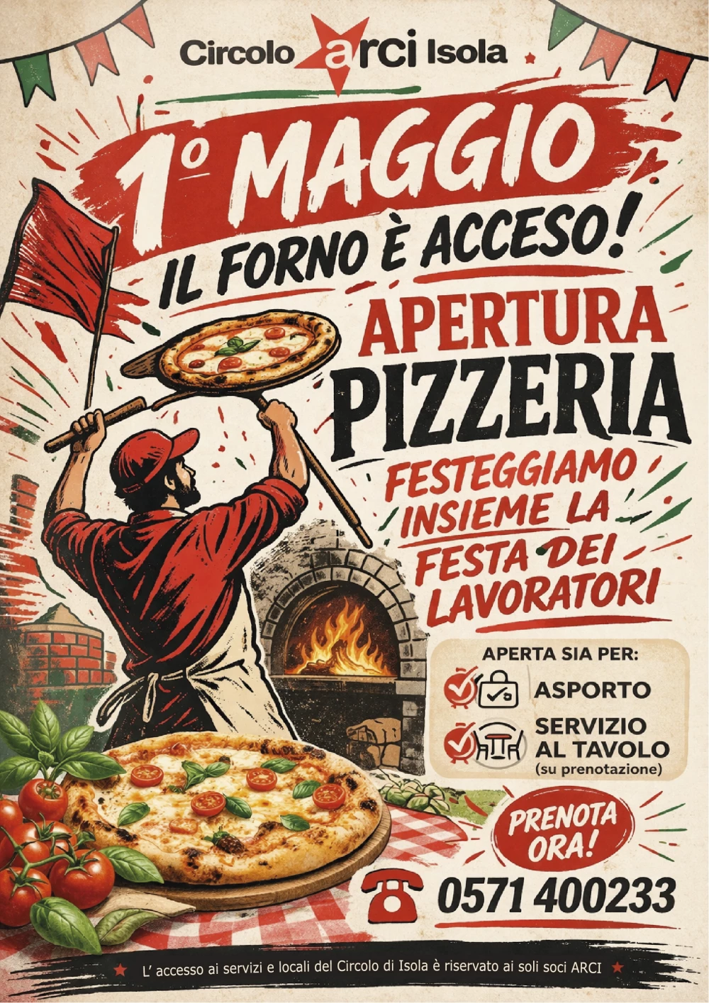 Locandina 1 maggio Pizzeria Circolo ARCI Isola