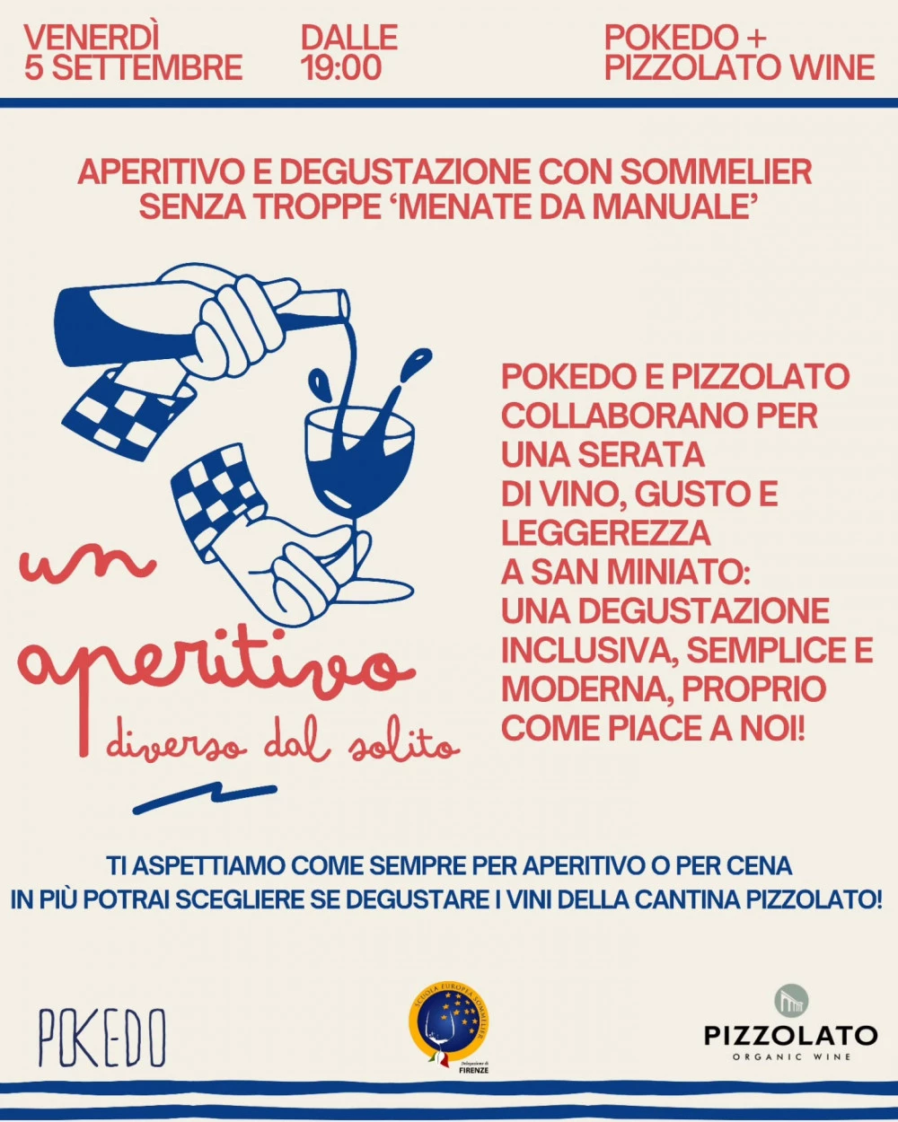 Locandina Pokedo evento con sommelier a SAn Miniato