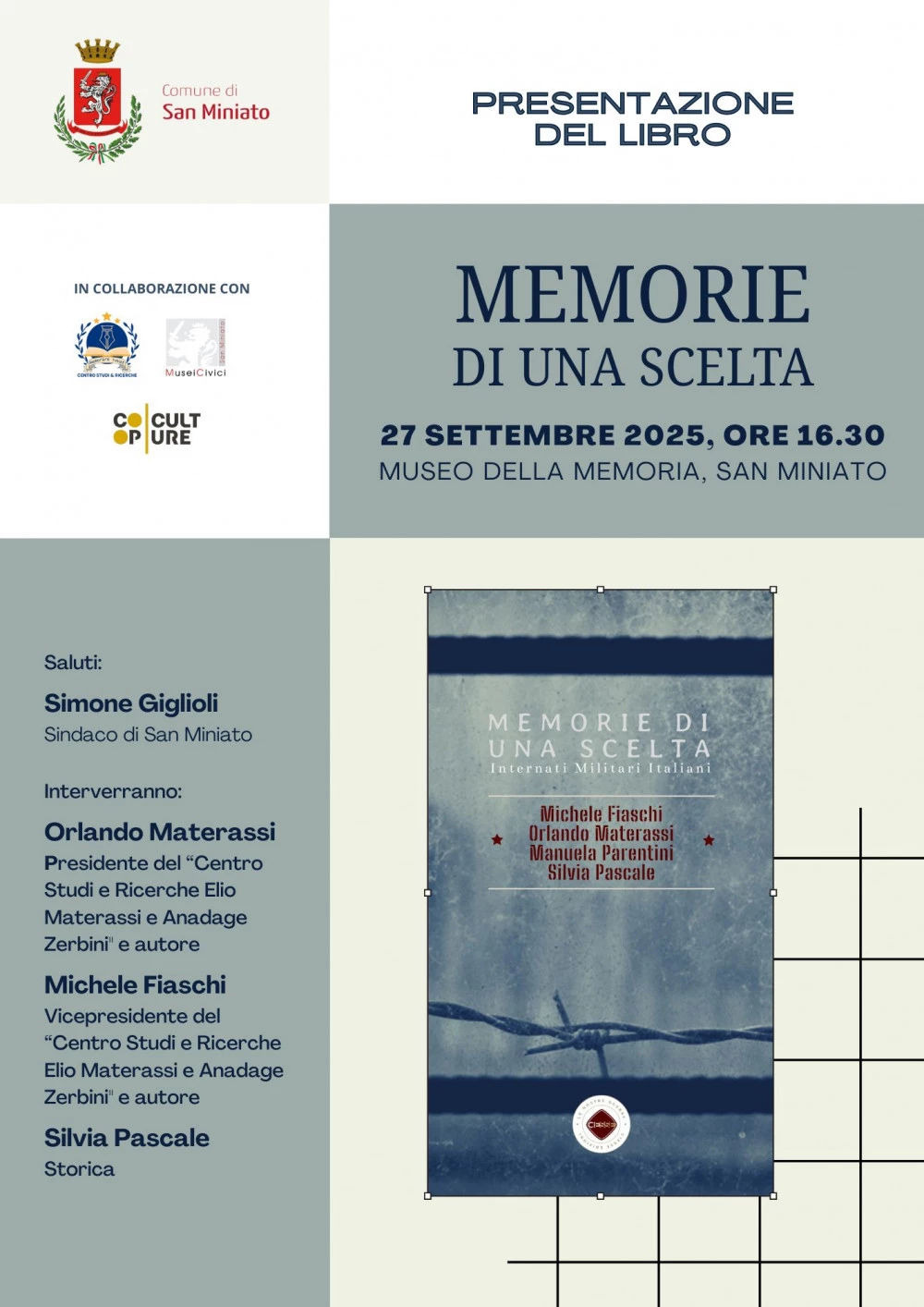 Locandina dell'evento "Presentazione libro Memorie di una scelta".