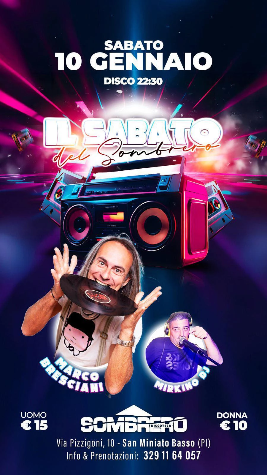 Locandina della serata dj set al Sombrero